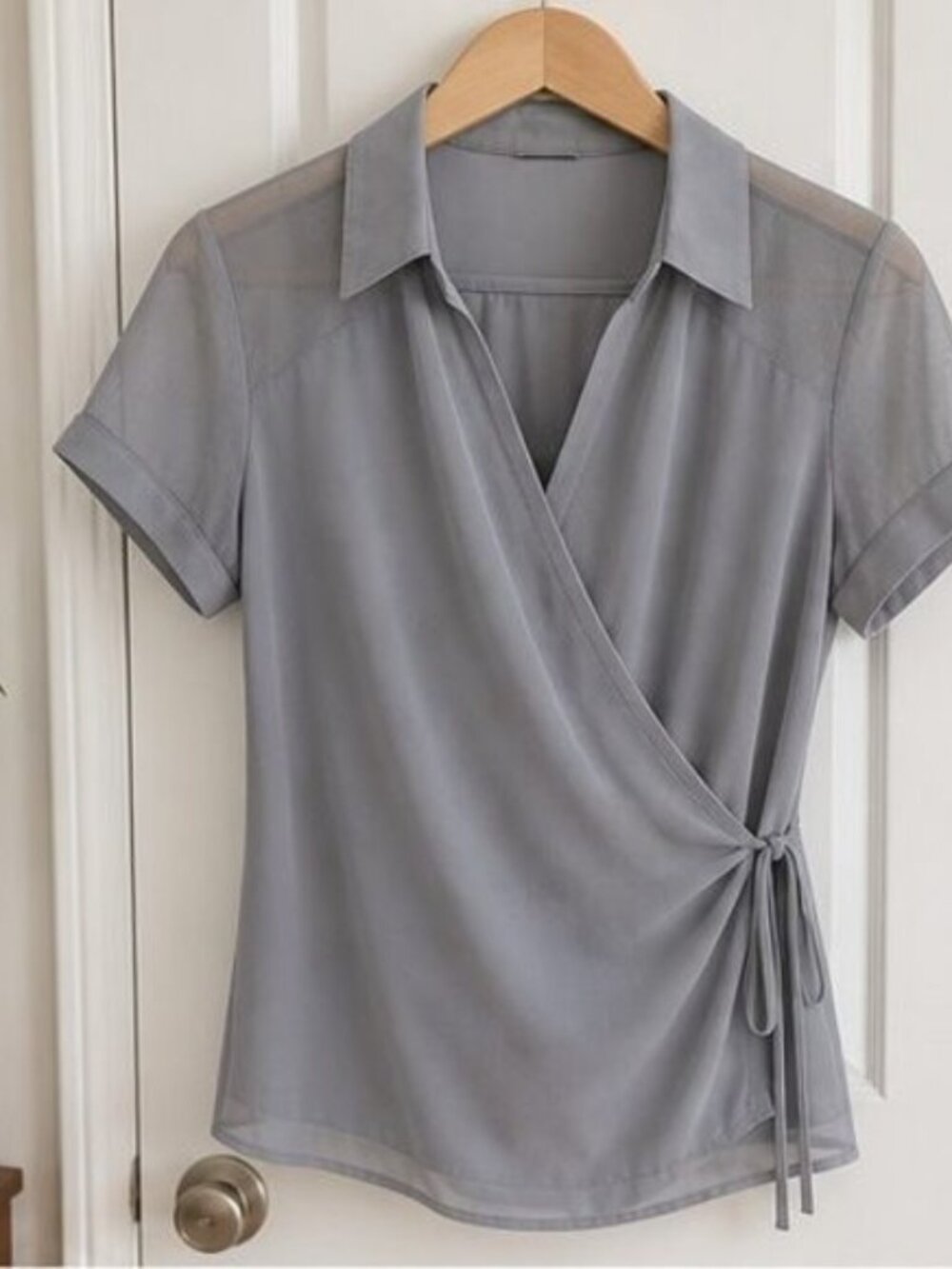 Gray Wrap Blouse